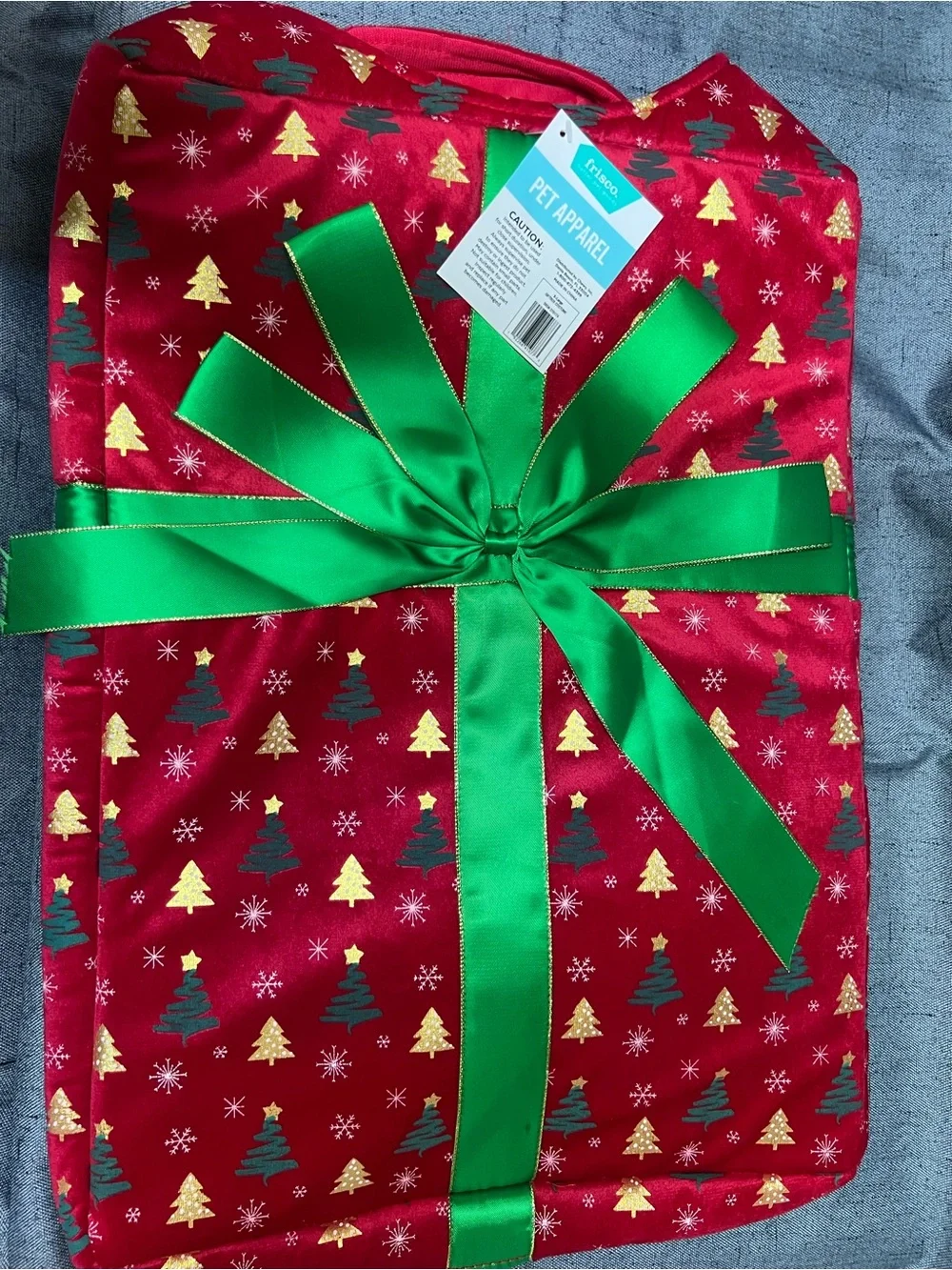 Dog costume Holiday Red & Green Dog Gift Wrap Present - Festive Pet Apparel